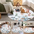 thumbnail image 6 of Marine Life Round Living Room Rugs 3.3 ft, Seahorse Coral Jellyfish Fish Summer Cartoon Oceans Washable Area Rug with Non-Slip Sturdy Edge Binding Round Front Door Mat Floor Carpet for Entryway, 6 of 9