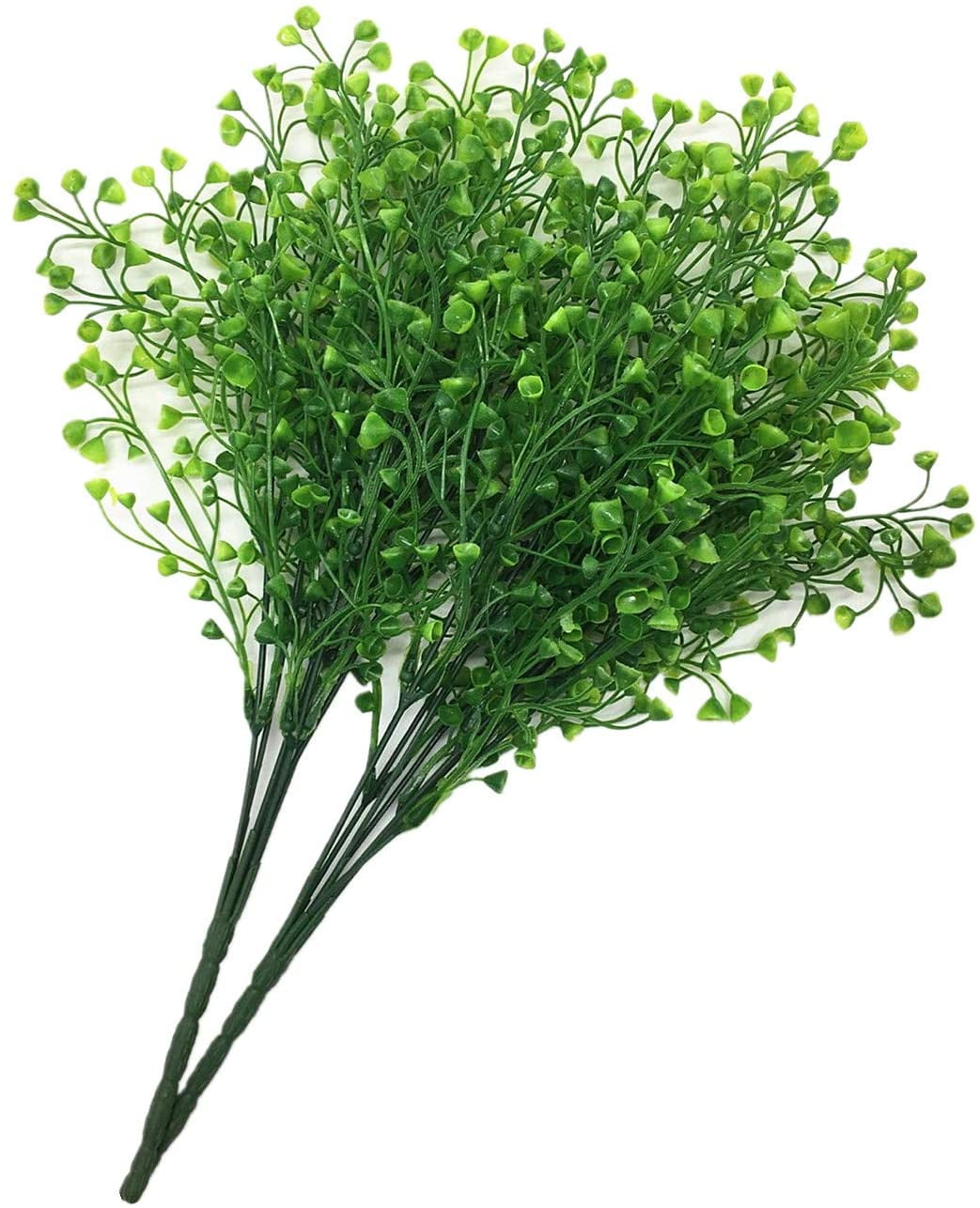 Artificial Plants, Fake Bell Grass Flowers Plastic Greenery Lifelike Patio Yard Corridor Indoor Outdoor Home Garden Balcony Party Pot Planter Filler Table Arrangement Decoration Green 8 pcs A
