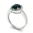 thumbnail image 2 of 2.27 ct Oval Cut Natural London Blue Topaz Halo Engagement Ring for Women in 18K White Gold, 2 of 5