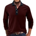 thumbnail image 2 of Qingpeng Men's Lapel Shirts Long Sleeve Casual Slim Fit Lightweight Solid T-Shirts, 2 of 7
