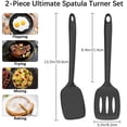 thumbnail image 3 of 2 Pack Silicone Spatula Set, High Heat Resistant, BPA Free Kitchen Spatula, Solid & Slotted Turner for Non-Stick Pans, Sautéing, and Flipping (2, PureBlack), 3 of 6