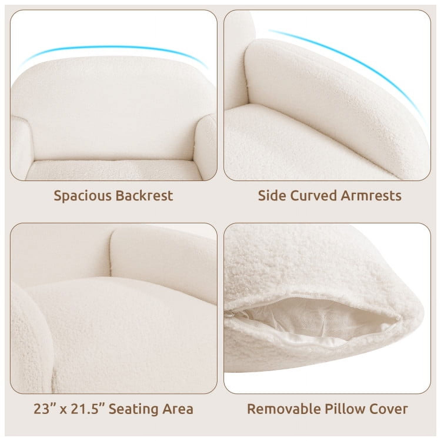 Finihen Accent Chair, Upholstered Accent Armchair, Modern Upholstered Accent Chair with Removable Pillow and Soft Padded Seat, for Living Room, Bedroom, Reception Room, White Finihen Accent Chair, Upholstered Accent Armchair, Modern Upholstered Accent Chair with Removable Pillow and Soft Padded Seat, for Living Room, Bedroom, Reception Room, White