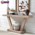 thumbnail image 2 of Hassch 60" Vintage Wood Console Table with Two-Tier Storage, Antique Natural MDF Hallway Table for Foyer, Living Room, Farmhouse Style (Antique Natural), 2 of 7