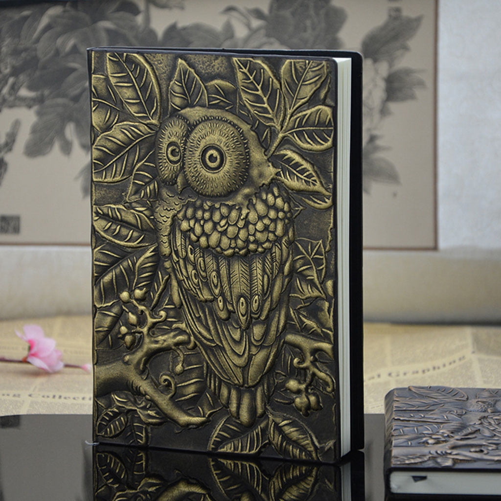 Necvior 3D Carving Owl Embossed Notebook Journal Notepad Travel Diary Planner Sketchbook