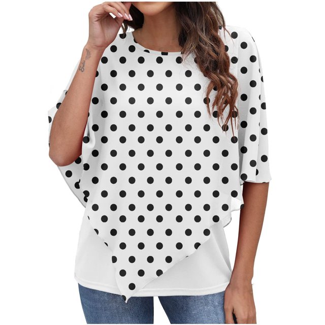 Camisas de mujer Camisetas sin mangas estampadas con gasa Manga corta Mantón fluido Blusas de túnica de doble capa Fridja nalpqowj27714