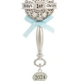 thumbnail image 5 of Hallmark Baby's First Christmas Silver Baby Rattle With Blue Ribbon 2024 Christmas Ornament, Metal, 5 of 5