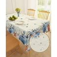 thumbnail image 2 of Blue Orange White Pumpkin Tablecloth Waterproof for Round/Rectangle/Oval/Square Tablecloth 60x84 in Table Cloth Cover Decor for Fall Baby Shower Christmas Wedding Party, Thanksgiving Fall Eucalyptus, 2 of 6
