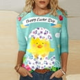 thumbnail image 2 of Brnmxoke 2024 Womens Graphic Tshirts,Easter Bunny and Easter Eggs 3/4 Sleeve T Shirt,Summer Casual Round Neck Cute Easter Printed Tops Tee Loose Comfy Holiday Blouse, 2 of 4