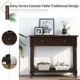 thumbnail image 6 of Console Table,Traditional Design Sofa Table with 2 Storage Drawers and Open Bottom Shelf,Wood Narrow Console Table Buffet Sideboard Table for Living Room Bathroom Hallway,Espresso, 6 of 7
