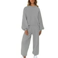 thumbnail image 1 of Yuyuzo Womens 2 Piece Sweatsuits Long Sleeve Crew Neck Sweatshirts with Sweatpants Solid Color Basic Sets, 1 of 7