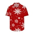 thumbnail image 4 of BLTIBY Unisex Christmas Button Up Shirt for Men Women Fun Xmas Printed Casual Lapel Short Sleeve Hawaiian Santa Shirts Casual Fashion Tops with Pockets 2024 Red 2 3XL, 4 of 5