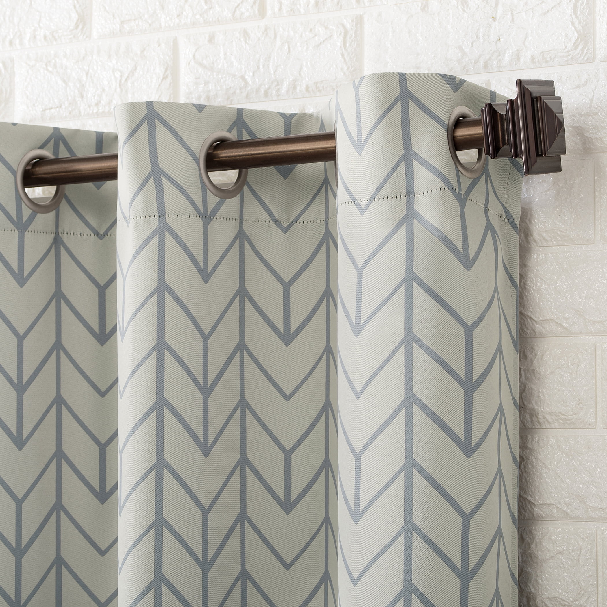 Sun Zero Kenwood Chevron Blackout Grommet Curtain Panel, 40" X 95", Stone Gray
