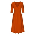 thumbnail image 4 of Guzom Wedding Guest Dresses for Women Fall- Long Sleeve Maxi Dresses V-Neck Elegant 2023 Formal Dresses Orange, 4 of 7