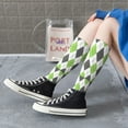 thumbnail image 5 of KLL Light green and black argyle Print Cool Socks Men's Women's Crew Socks Funny Crazy Novelty Stockings, 5 of 6