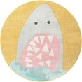 thumbnail image 2 of Unique Loom Whimsy Kids Collection Area Rug - Sharks (5' 1" Round Yellow/Gray), 2 of 9