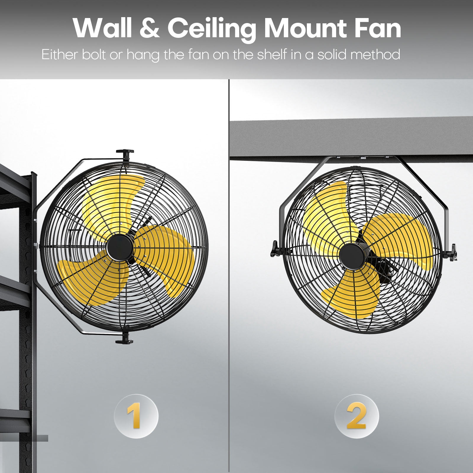 18" Outdoor Wall Mount Fans, 3-Speed Waterproof Professional Outdoor Fan, for Commercial and Garage, UL Listed