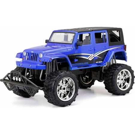 New Bright 1:8 Radio Control Full-Function 9.6V 4-Door Jeep (Blue, Red, Gray) & Open Back 4-Door