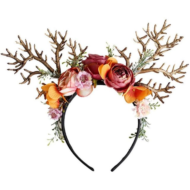 Diadema de astas de reno Ormromra Adornos navideños para El cabello Tocado de alce multicolor
