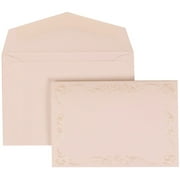 JAM Paper Wedding Invitation Set, Small, 3 3/8 x 4 3/4, Ivory Design with White Envelope Maroon Rose Border, 100/pack
