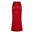 thumbnail image 4 of Women's Solid Satin High Waist Midi Long Fishtail Skirt Hidden Elastic Waistband Skirts, 4 of 6
