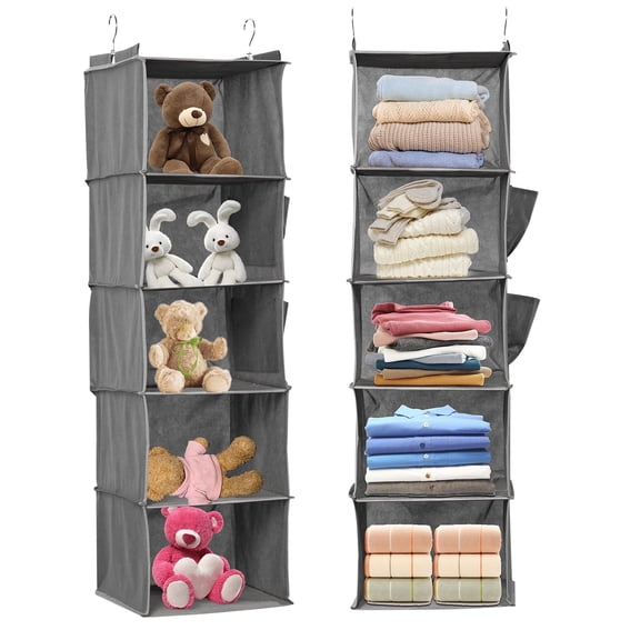 Foldable Hanging Closet Organizer 5 Shelf Storage with Side Pockets (5shelfhangingstorage )