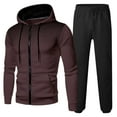 thumbnail image 3 of Letdown Mens Tracksuit - 2 Piece Sweatsuit for Men with Zip Up Drawstring Hoodie & Jogger Sweatpants, Track Suit for Jogging or Warm Up (Brown-2, XL), 3 of 3