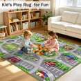 thumbnail image 2 of ORGOWEL Kids Carpet Playmat Area Rug Car Mat Play Rug for Playroom Educational Car Mat Machine Washable Non-Slip Kids Rug for Bedroom, Living Room,59"x78.7",Green, 2 of 11
