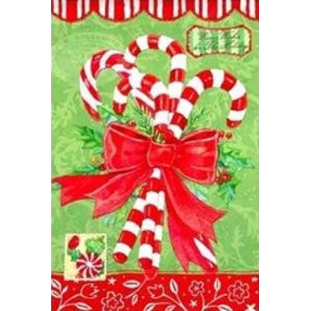 Holiday Candy Canes Christmas Garden Flag Holiday Banner Evergreen 12.5 ...