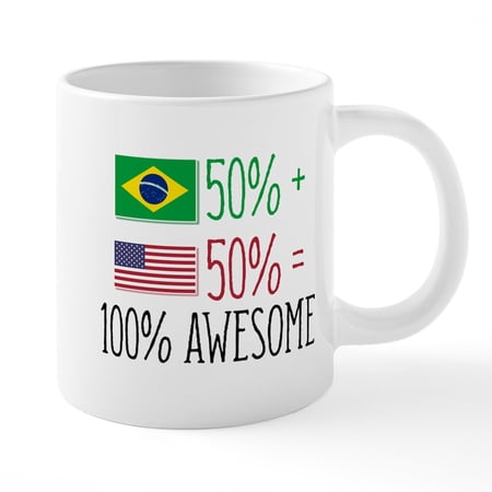 CafePress - Half Brazilian Half America - 20 Oz White Ceramic Mega Mug