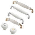 thumbnail image 2 of BE-TOOL 5 Pack White Zinc Alloy Cabinet Handle with Screws, Arched Ceramic Cabinet Handle for Kitchen Cabinets Wardrobe Cupboard, 128mm/5.03" Gold, 2 of 8
