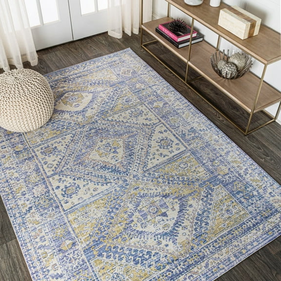 JONATHAN Y MODERN PERSIAN 5 x 8 Area Rug, Darija Ornate Geometric Medallion - Blue, MDP308C-5