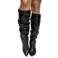 thumbnail image 5 of Women's Ruched Slouchy Knee High Boots Black Faux Leather, 5 of 5