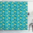 thumbnail image 1 of Floral Shower Curtain, Exotic Vibrant Flower Field Botanical Beauty Essence Flora Gardening Theme, Fabric Bathroom Set with Hooks, 69W X 84L Inches Extra Long, Teal and Multicolor, by Ambesonne, 1 of 3