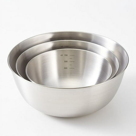 

HEMOTON 3Pcs Stainless Steel Kitchen Bowl Egg Mixing Bowl Salad Bowl Soup Cooking Bowl with Scale