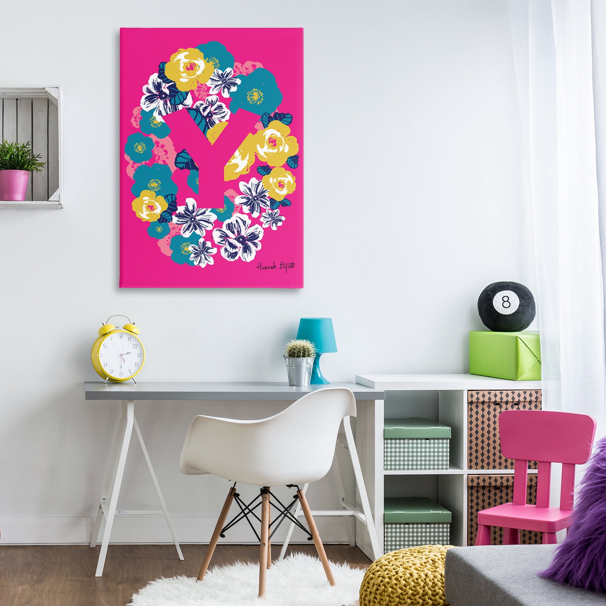 Stupell Industries Floral Bloom Letter Y Botanical & Floral Painting Gallery Wrapped Canvas Art Print Wall Art, 30 x 45