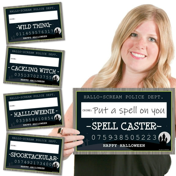 Big Dot of Happiness Trick or Treat - Halloween Party Mug Shots - 20 Piece Photo Booth Props Kit