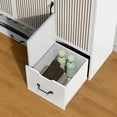 thumbnail image 4 of Multifunctional Shoe Cabinet with Stool, Adjustable Shelves Storage Organizer, Retractable Toe-Kick Drawer, Entryway Bench with Sturdy Top for Hallway, Living Room, White, 4 of 10
