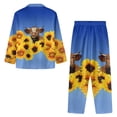 thumbnail image 4 of Kuiaobaty Cattle Sunflower Print Pajamas Set Long Sleeve Sleepwear Womens Button Down Nightwear Soft Pj Loungewear Sets with Pockets, L, 4 of 7
