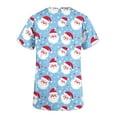 thumbnail image 4 of Xfvqtps Christmas Scrub Tops for Women Soft V-Neck Scrubs Comfortable Nursing Uniforms Christmas Printed Short Sleeve Top Protective Clothing Working Uniforms with Pockets Red, 4 of 5