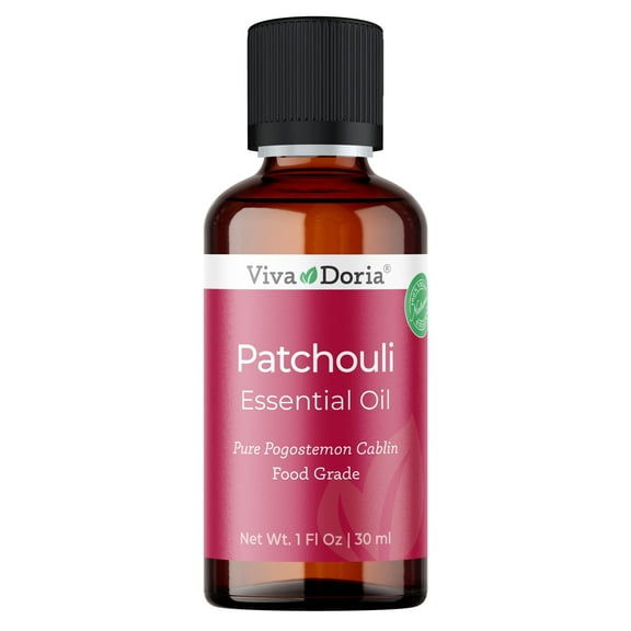 Viva Doria Patchouli Essential Oil, 30 ml (1 fl oz) – Food Grade, 100% Pure, Natural Oil for Aromatherapy
