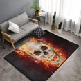 thumbnail image 2 of Satanic Skull In Flames In The Darkness Shaggy Area Rug, Rugs for Living Room Bedroom Non Slip Door Mat Indoor Carpet Machine Washable Nursery Home Decor Floor Mats for Entryway 60x39in-#, 2 of 5