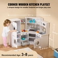 thumbnail image 3 of KFFKFF Corner Play Kitchen Set, Wooden Toy with Lighting & Sound Effects, Includes Ice Machine, Oven, Sink, Clock, Microwave, Fridge & Accessories, Ideal for Young Children & Preschoolers, White, 3 of 9
