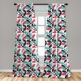 thumbnail image 4 of Ambesonne Plumeria Curtains, Exotic Island Leaves Art, Pair of 28"x63", Dark Pink and Cadet Blue, 4 of 4