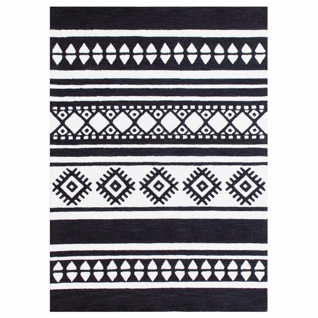 homeroots home decor 395551 Bold Geometric Southwestern Tufted Wool Area Rug