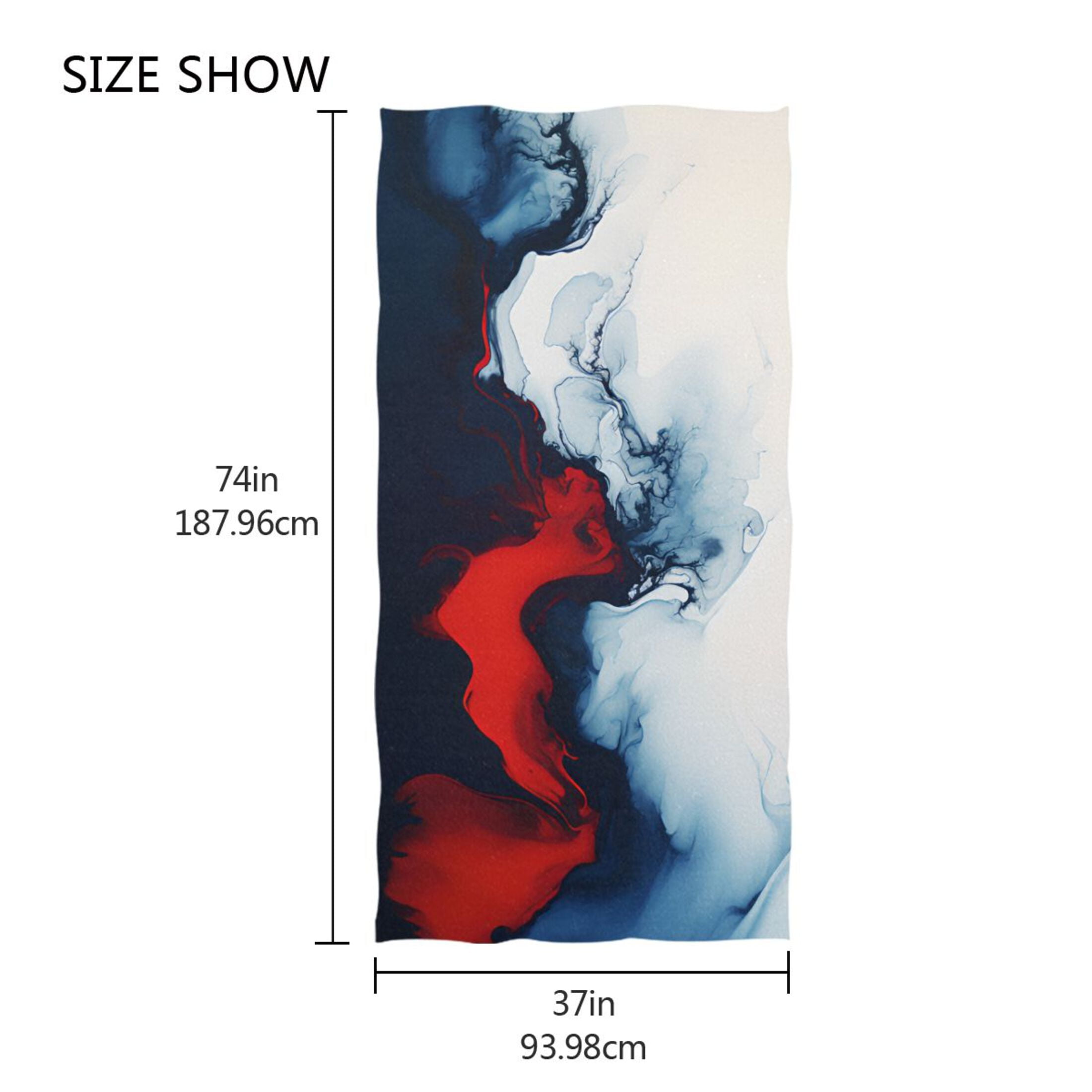 Red Blue White Marble Beach Towel Oversized 74"x37" Pool Towels Soft Absorbent Extra Large Quick Drying for Bathroom