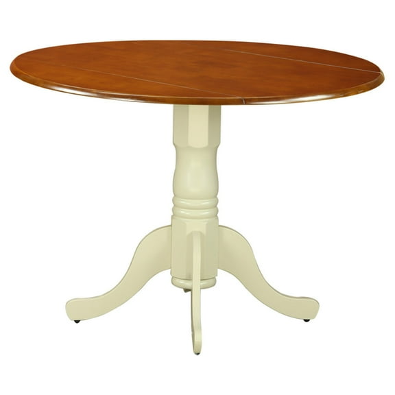 East West Furniture Kitchen Table - a Round Table Top with Dropleaf & Pedestal Base, 42x42, Buttermilk & Cherry
