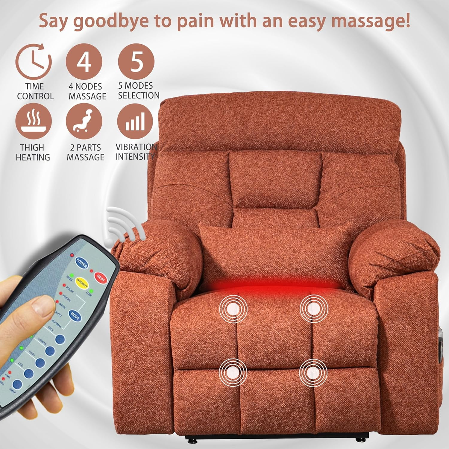 Oversized Power Lift Recliner for Elderly 25.5in Extra Wide Recliner 4-Motor Massage and Heat 400 BLS Oversized Recliner Chair with Hidden Cup Holders and Side Pockets