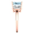thumbnail image 3 of 4.0ct emerald cut blue Zircon 14k rose gold 3 stone Bridal Wedding Engagement Promise Anniversary Ring for Women size 8.25, 3 of 7