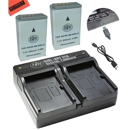 2 Batteries EN-EL24 Chargeur USB Double - Compatible Nikon 1 J5 - 1050 MAh, 7.2V - Charge Rapide, Sécurité Intégrée 2 Batteries EN-EL24 Chargeur USB Double - Compatible Nikon 1 J5 - 1050 MAh, 7.2V - Charge Rapide, Sécurité Intégrée