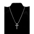 thumbnail image 3 of Mens Small Simple Stainless Steel Cross Religious Pendant Necklace Bead Chain, 3 of 5